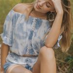 Ocean Drive Crochet Trim Shorts by  - Blue & White Tie Dye Photo 5