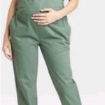 The Nines by Hatch Olive Green Denim Maternity Overalls XL Casual Postpartum Photo 0