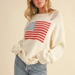 NWT Oversized distressed USA sweater Photo 0