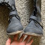 Just Fab Delphina Dark Grey Black Zip Up Round Toe Buckle Boots Size 9 Photo 1