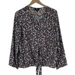 G by Giuliana Blouse Womens M Brown Floral Tie Front Boho Cottagecore Fall Size M Photo 0