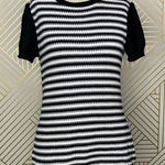 St. John  Sport Striped Short‎ Sleeve Sweater in Black & White Size US XS Photo 0