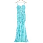 LAVETIR Turquoise Sequin Mermaid Prom Dress Evening Gown Size 4 Blue Photo 1