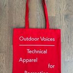 Outdoor Voices NWT Chicago Cotton Tote Bag in Red and Pink Photo 0