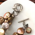 Silpada  Sterling Silver Bronze Coin Pearl Bracelet toggle clasp. Photo 1