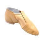 Dance Class Split Sole Jazz Boot Leather Dance Shoes 5 Spandex Inserts Caramel Brown Photo 1