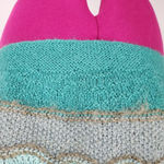 None Open Knit Sleeveless Sweater Crop Top Teal Cream Beige Short Sleeve Top Photo 8