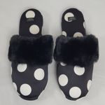 Victoria's Secret  Polka Dot Satin House Slippers Black And White Size L (9-10) Photo 3
