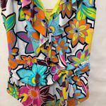 Bleu Rod Beattie Floral Ruffle One-Piece Swimsuit Size 8 Photo 2