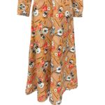 Vintage Floral Satin Boho Maxi Long Sleeve Dress Flowery Fall Dress Neutral Tan Size M Photo 7