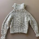 Chunky High Neck Wool Zip Up Sweater Gray Photo 2