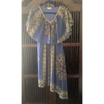 Live and let live  Boho Asymmetric Blue Aztec Dress Cape Yoke Size S Photo 8
