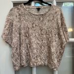Ann Taylor 100% Linen Tan Taupe Snakeskin Print Women's Crop Cropped Top Size XL Photo 0