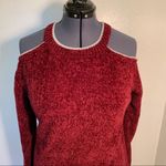 Zenobia Cold Shoulder Chenille Sweater Burgundy Photo 4