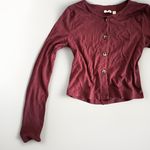 Wilfred Free  Aritzia Purple Long Sleeve Ribbed Crop Henley Shirt Button XS Jewel Photo 1