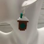 Handmade  Starbucks Frappe Pixel Perler Bead Earrings, Novelty Earrings Photo 1