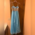 Sherri Hill embellished rhinestone bodice turquoise blue strapless gown Photo 2