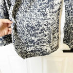 LEORY & PERRY Blue‎ White Marled Coatigan Size Medium Blue Photo 3