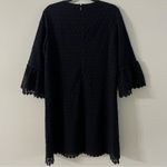 Lafayette 148 New York Navy Blue Embroidered Bell Sleeve Lined Dress- Size L Photo 3