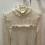 Intermix  Cream Ruffle Turtleneck Knit Sweater Size XS Photo 1
