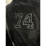 ZARA Vintage Trafaluc Velour Zipper Hoodie Black Number 74 Size Large Goth. Photo 3