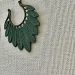 Rustic green Patina Leaf Motif Filigree Hoop Earrings Photo 2