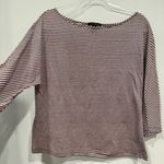 St. John  Navy Blue Stripe Linen Blend Shirt Dolman Sleeve Medium Photo 2