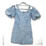 Miss Sixty S Y2K Blue Denim Mini Dress Off the Shoulder logo fall casual $300 Photo 0