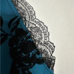 Trixxi  Teal Black Velvet Burnout Floral Lace Halter Dress Y2K Size Juniors 9 Photo 3