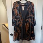 Anthropologie NWT  Ari + Ali Enya Velvet Burnout Wrap Dress Top Tunic Dark Floral Photo 1