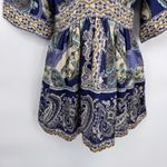 ECI Vintage Y2K New York Babydoll Top Womens 6 Blue Silk Tie Waist Photo 2