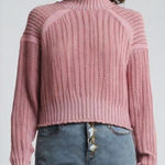 H&M | Pink High Neck Chunky Knit Cropped Sweater Sz S Photo 0