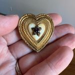 EXQUISITE ANTIQUE ART NOUVEAU GOLD FILL LARGE SHIELD Heart LOCKET NECKLACE Photo 2