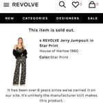 House of Harlow Deadstock Rare 1960 X REVOLVE Star Print Jerry Jumpsuit Size S Photo 15