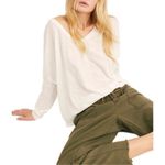Free People  We The Free On My Mind V Neck Dolman Sleeve Relaxed Shirt White Sm Photo 1