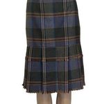 VTG New 70’s Escada SRB 10 Wool Skirt Tartan Plaid Fringe Midi Blue Scottish Photo 0
