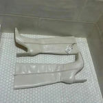 ZARA Size 41 Ivory Pull-On Almond Toe High Block Heel Tall Boots NB NWT Photo 3