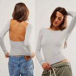 Free People  Low Back Seamless Long Sleeve Grey Lunar Rock Size X-Small/Small NWT Photo 1