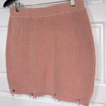 Mable Julia Distressed Raw Hem Knit Sweater Mini Skirt in Salmon Size Medium Pink Photo 2