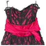 Betsey Johnson Vintage Y2K Black Hot Pink Lace Bow Mini Dress Size 8 Photo 5
