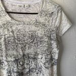 Cato  Y2k Tuscan Large White‎ Gray Short Sleeve Rhinestone Scroll Print Top Photo 1