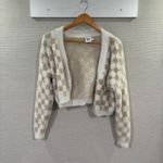Princess Polly  Cream and Tan Checkered Cardigan‎ Size Small Medium Photo 2