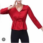 J.Crew New with tags sleeve peplum top in satin-crepe Elegant Red Women's Top Photo 0