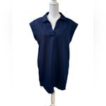 Entro  Women’s Classic Navy Side Zip V-Neck Ribbed Relaxed Dress Size Small Photo 1