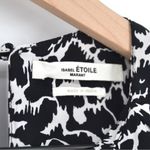 Isabel Marant  Etoile Selwyn Ruched Printed Mini Dress Long Sleeve Black White 34 Photo 8