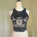 Motorcycle Graphic Black Crop tank Top p/small moto grunge boho muscle T Photo 1