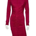 Leith Women's Red Long Sleeve Ruched Front Knee Length Bodycon Dress sz S Photo 0