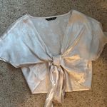 SheIn Satin Cropped Tie Shirt Photo 2