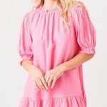 Velvet By Graham And Spencer Bernice Pink Linen Ruffle Neck Dress Photo 0