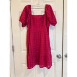 La Blanca Magenta Pink Eyelet Mini Dress Square Neck Puff Sleeve Medium Photo 1